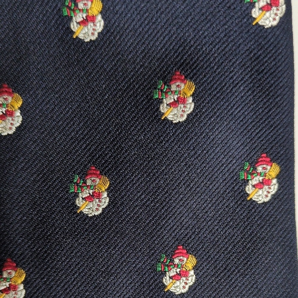 Vtg Robert Talbott Snowman‎ Neck Tie - Navy Blue Silk Blend - England Made - Picture 3 of 5